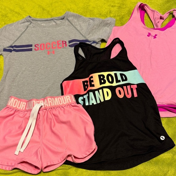 Girls Athletic Under Armour Graphic Tee, tanks and Shorts Set Sz photos for Sz - Picture 1 of 13